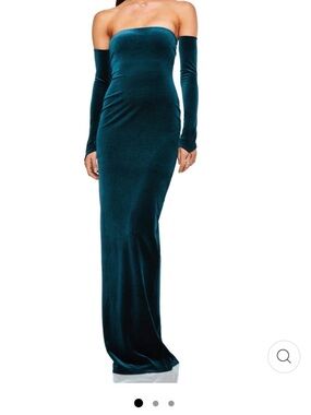 Strapless Velvet Maxi Dress in Navy